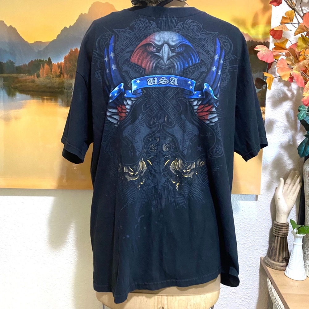National Heritage T-Shirt Biker Aesthetic Mens Graphic XL Black Excellent